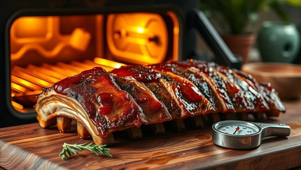 Tjocka revben i ugn med låg temperatur